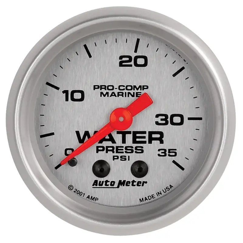 I lager 2-1/16" Vattentryck, 0-35 PSI, MARINE SILVER ULTRA-LITE
